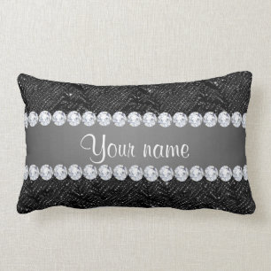 Almofada Lombar Sparkles e diamantes pretos dos Sequins do falso
