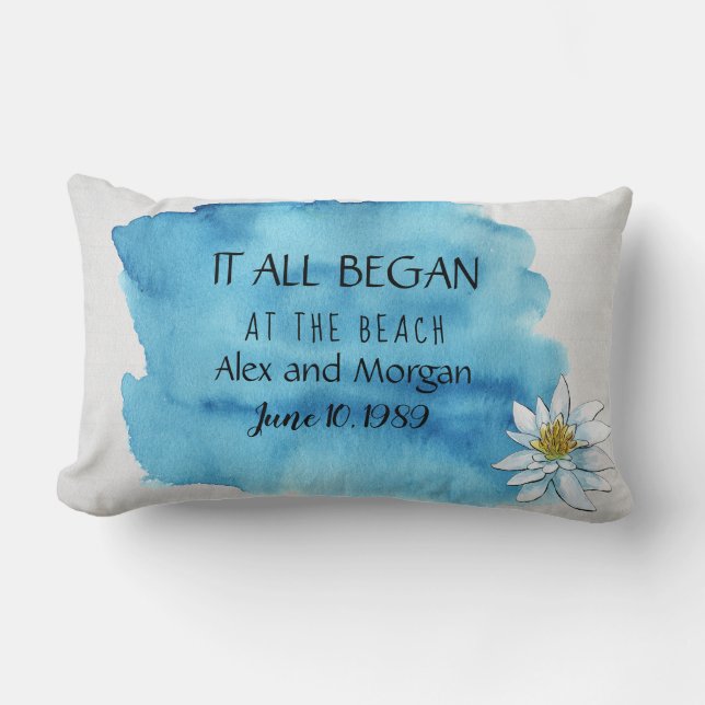 Almofada Lombar splash de aquarela em romance de madeira (Frente)