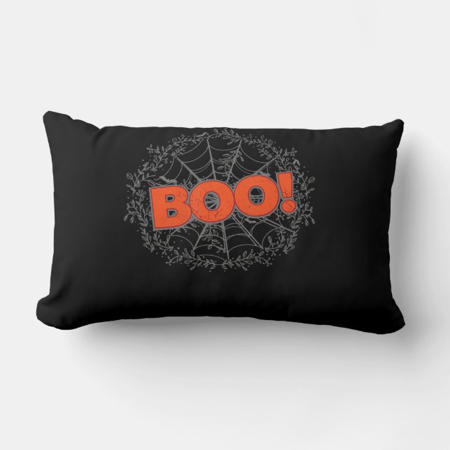 Almofada Lombar Spooky Halloween Spider Web Boo Idea (Frente)