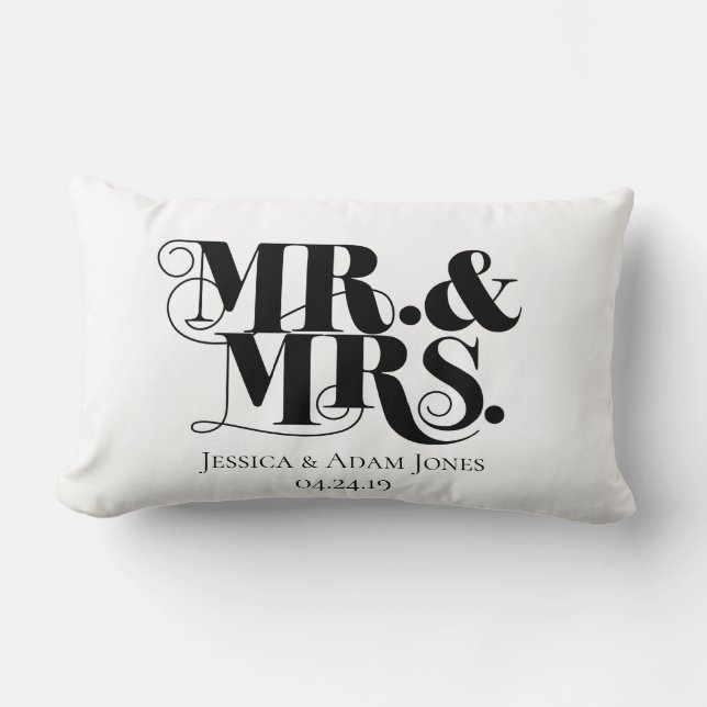 Almofada Lombar Sr. e Sra. design, vintage, estilo elegante. (Frente)