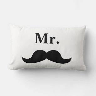 Almofada Lombar Sr. Mustache Preto e Branco Personalizável
