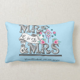 Almofada Lombar Sra. e Sra. Personalizada Gift de Casamento Lésbic