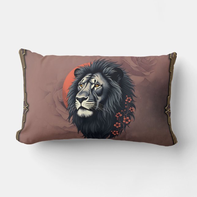 Almofada Lombar Strength and delicacy united, a black lion (Frente)
