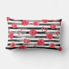 Almofada Lombar Striped Pillow with Roses & Kisses