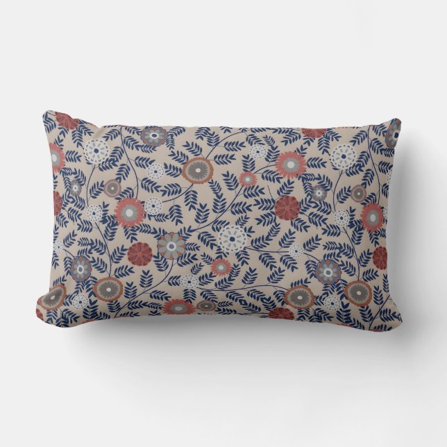 Almofada Lombar Stunning Teal and Magenta Foliage Pattern  (Frente)