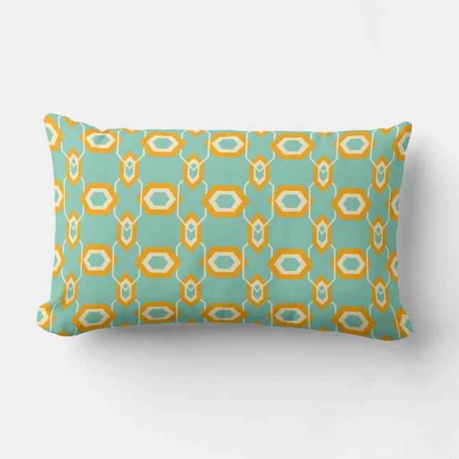 Almofada Lombar Stylized geometric pattern in bold orange hexagon (Frente)