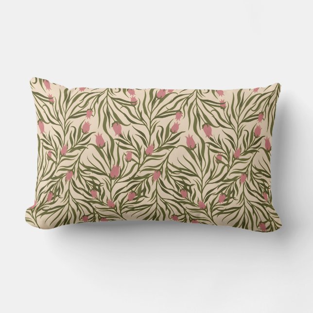 Almofada Lombar Stylized pink bell-shaped floral pattern (Frente)