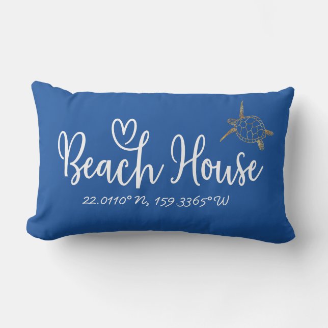 Almofada Lombar  Sua Coordenada Blue Sea Turtle Beach House (Frente)