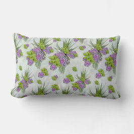 Almofada Lombar Suculentes Tonalidades de Verde e Lavandas do Mar