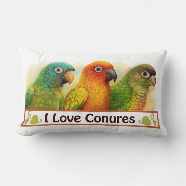 Almofada Lombar Sun azul-coroou conures verdes-cheeked (Frente)