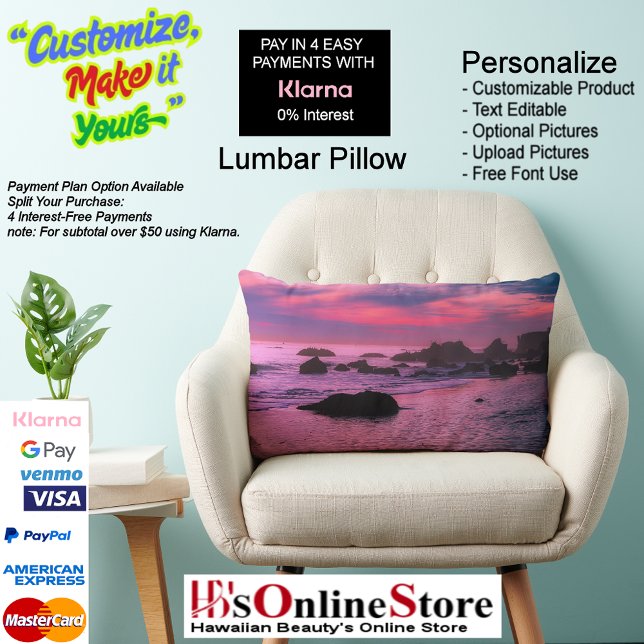 Almofada Lombar Sunset Beach Polyester Lumbar Travesseiro 16 (Sunset Beach Polyester Lumbar Pillow 16.
)