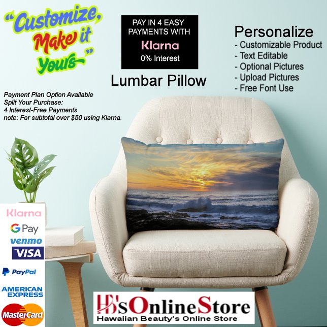 Almofada Lombar Sunset Beach Polyester Lumbar Travesseiro 33 (Sunset Beach Polyester Lumbar Pillow 33.)