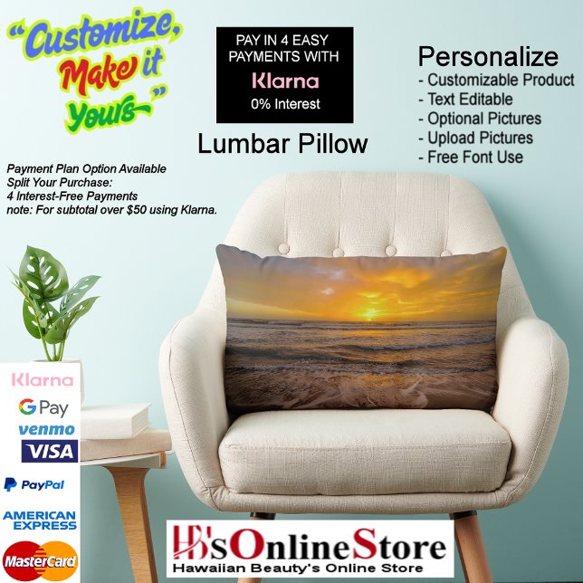 Almofada Lombar Sunset Beach Polyester Lumbar Travesseiro 46 (Sunset Beach Polyester Throw Pillow 46.)