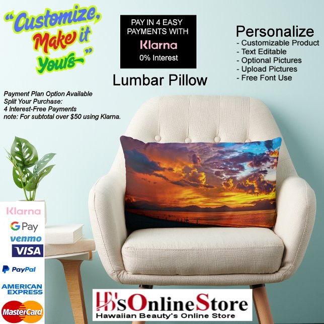 Almofada Lombar Sunset Beach Polyester Lumbar Travesseiro 5 (Sunset Beach Polyester Lumbar Pillow 5.)