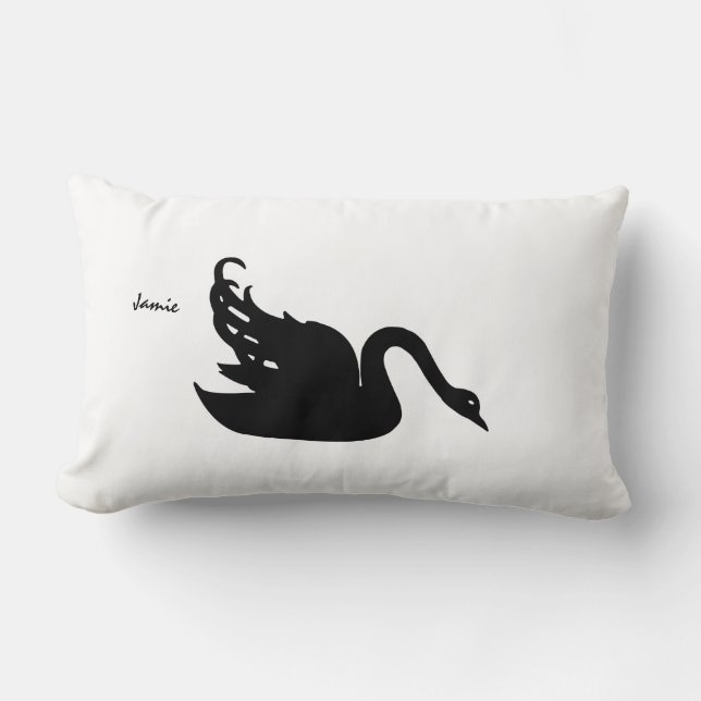 Almofada Lombar Swan preto e branco qualquer cor (Frente)