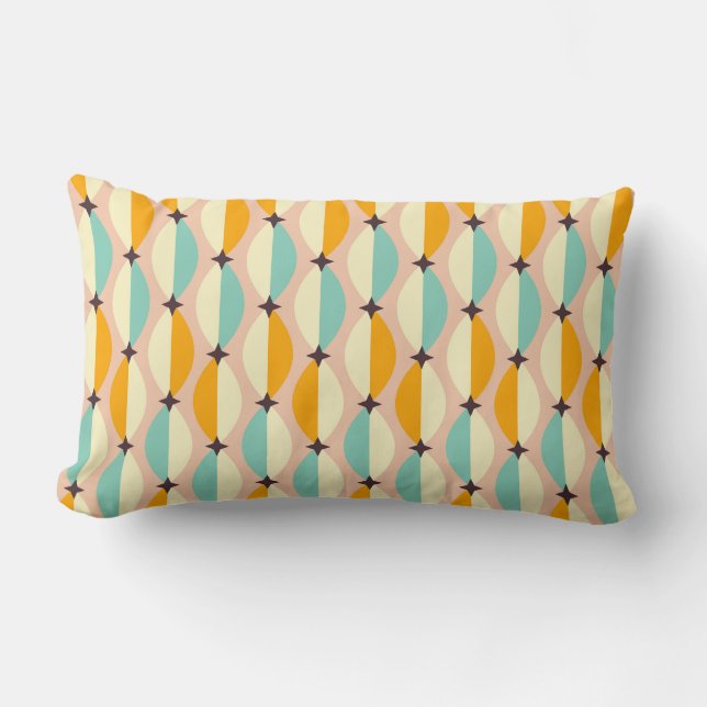 Almofada Lombar Symmetrical retro pattern with interlocking teal (Frente)
