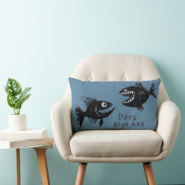 Almofada Lombar T-shirt Two scary fish, tattoo style, personalized