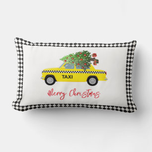 Almofada Lombar Tabuleiro de Taxi Amarelo Feliz Natal Cidade Feria