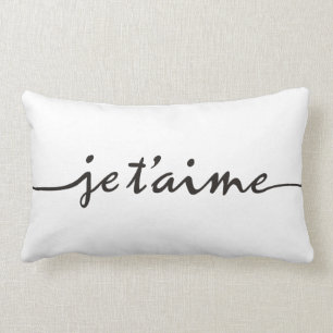 Almofada Lombar t'aime do je - eu te amo em francês - preto