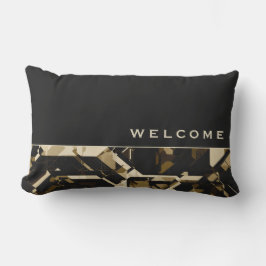 Almofada Lombar Tan Black & Beige Abstrato Geométrico | Bem-vindo