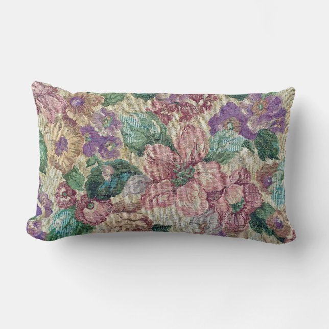 Almofada Lombar tapeçaria floral retrô (Frente)