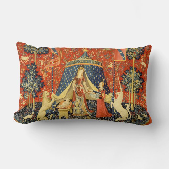 Almofada Lombar Tapeçaria Medieval Lady e O Unicórnio: Arte France (Frente)