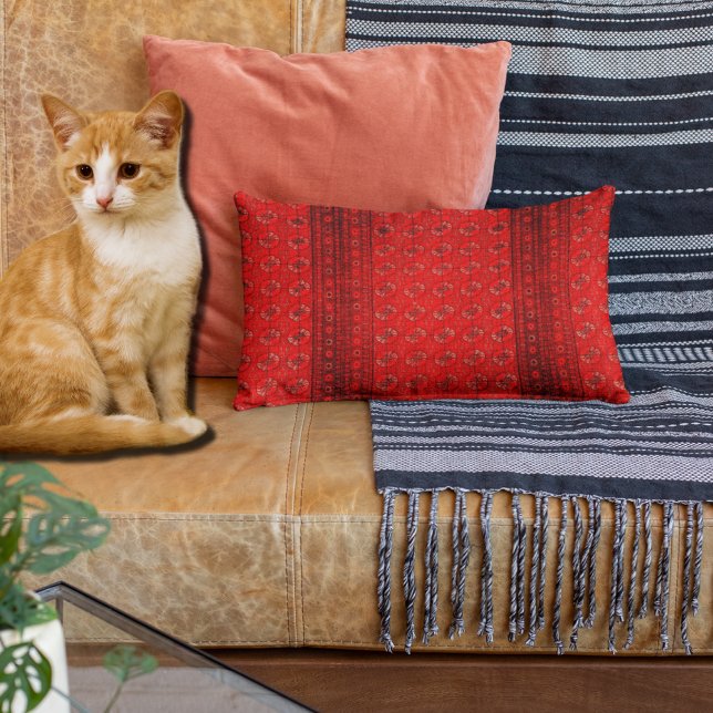 Almofada Lombar tapete oriental em vermelhos vivos (Criador carregado)