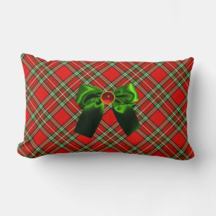 ALMOFADA LOMBAR TARTAN ESCOCÊS E FESTA DE NATAL VERMELHA DOS ARCO