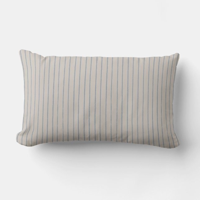 Almofada Lombar Taupe Blue Grey Stripe Minimalist Pattern (Frente)