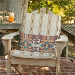 Almofada Lombar Taupe Brown Orange Teal Blue Verde Arte Tribal