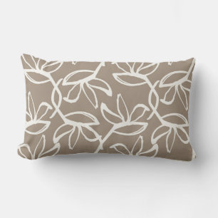 Almofada Lombar Taupe Floral Contemporânea