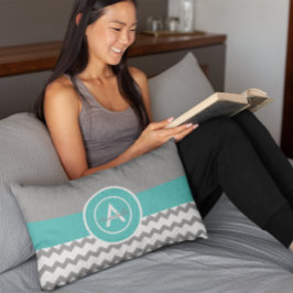 Almofada Lombar Teal Chevron cinza