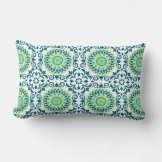 Almofada Lombar Teal e Green Boho Pattern