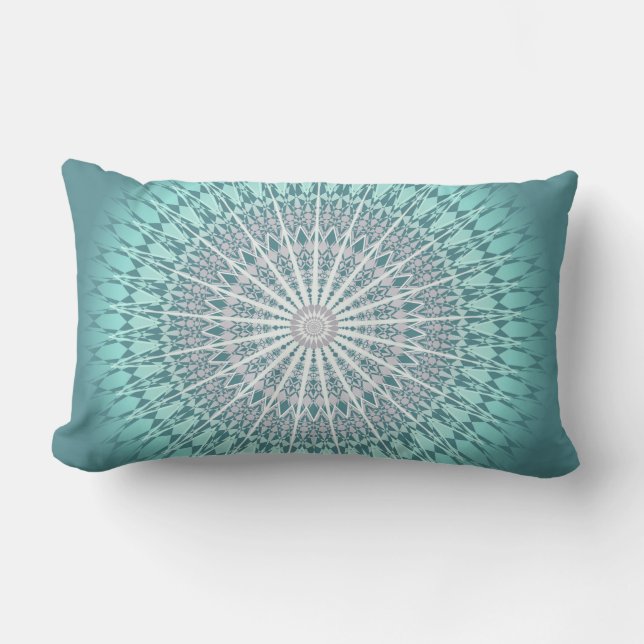 Almofada Lombar Teal Green Chevron Mandala (Frente)