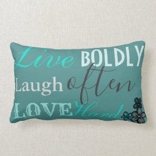 Almofada Lombar Teal 'Live, Laugh, Love' Travesseiro decorativo De