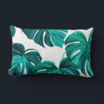 Almofada Lombar Teal Tropical Monstera Leaf Seamless Pattern Art<br><div class="desc">Bring the lush energy of the jungle into your space with this stunning seamless pattern featuring iconic Monstera Deliciosa leaves. Designed with a sophisticated palette of teal, turquoise, and deep emerald greens, this artwork captures the intricate details and organic silhouettes of tropical flora. The high-contrast white background ensures the botanical...</div>
