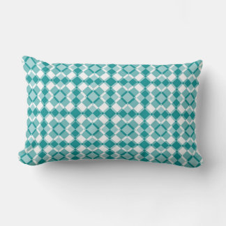 Almofada Lombar Teal White Checker Argyle Pattern