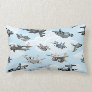 Almofada Lombar tecido de padrões de aviões de guerra de desenho