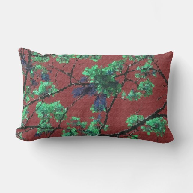 Almofada Lombar Tecido Floral, Vermelho (Frente)
