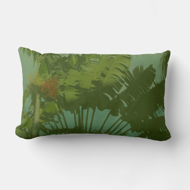 Almofada Lombar Tecido Tropical Faux Vintage (Frente)