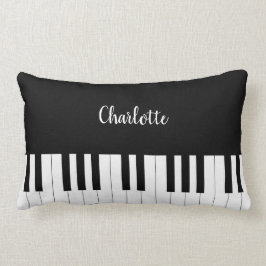 Almofada Lombar Teclado de piano, design preto e branco do