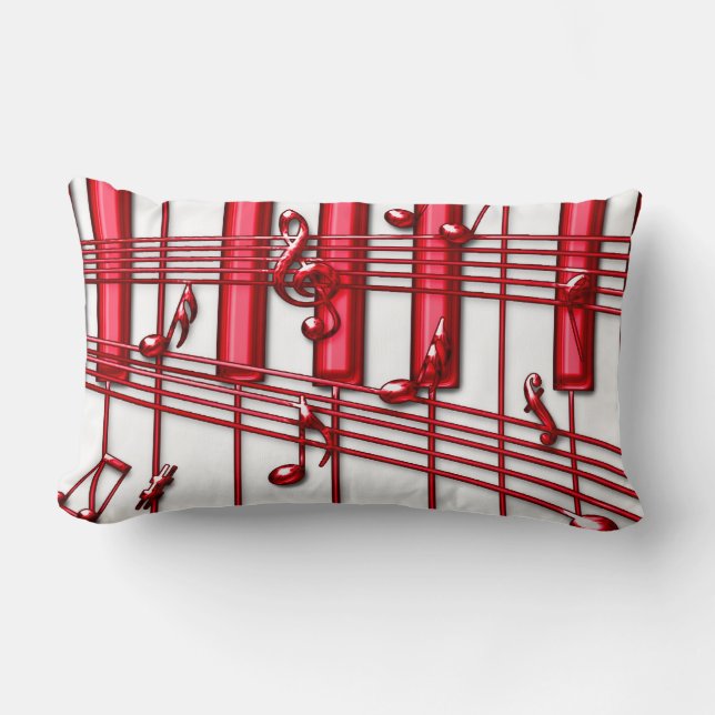 ALMOFADA LOMBAR TECLADO DE PIANO VERMELHO (Frente)