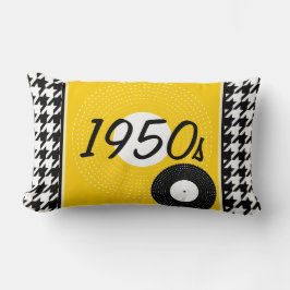 Almofada Lombar Tema amarelo, preto e branco com verificação1950s