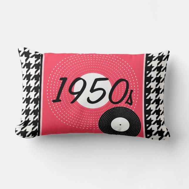 Almofada Lombar Tema rosa, preto e branco dos anos 50 (Frente)