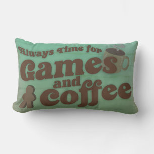 Almofada Lombar Tempo para o café e jogos, Design de arte de últim