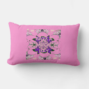 Almofada Lombar Tenha um belo dia e um melhor design rosa-noite