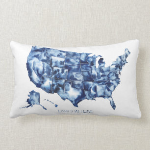 Almofada Lombar Terra que eu amo - Mapa dos Estados Unidos