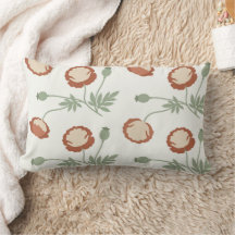 Almofada Lombar Terracota com Estampa de Papoula