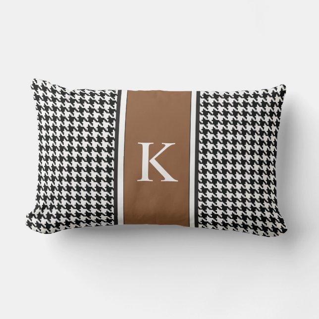 Almofada Lombar Teste padrão branco preto de Brown Houndstooth (Frente)