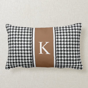 Almofada Lombar Teste padrão branco preto de Brown Houndstooth
